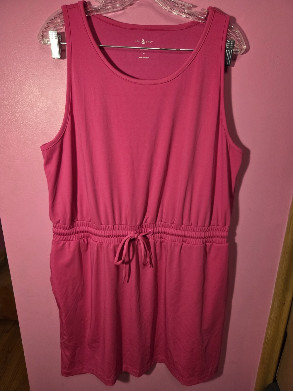 Lou & Grey Hot Pink Drawstring Waist Tank Dress